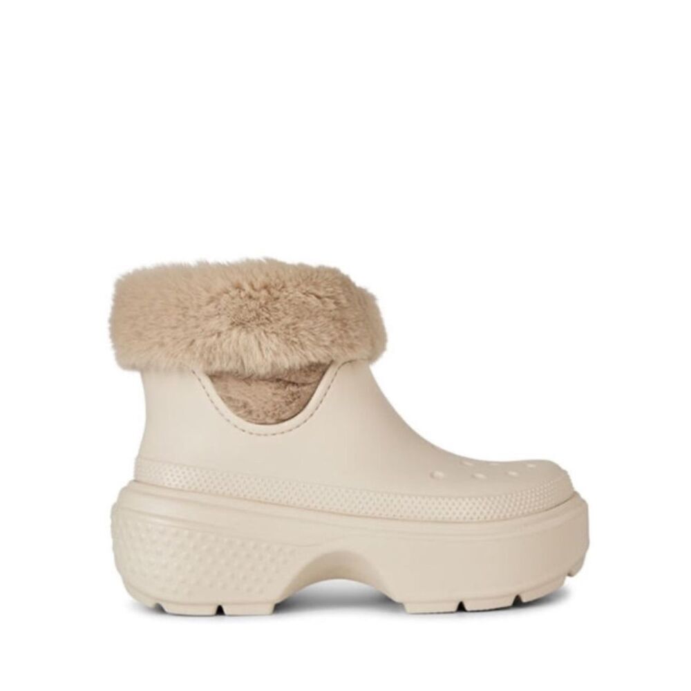 Crocs Stomp Lined Boots Faux Fur Trimmed US, Stucco, Size 11, NWOT